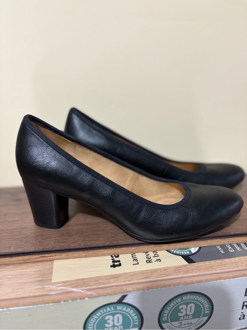 Naturalizer Black Mid Block Heel Pumps